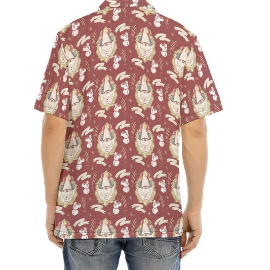 Mouse and Bow Snow Gnomes - Men's Hawaiian Button Up Shirt