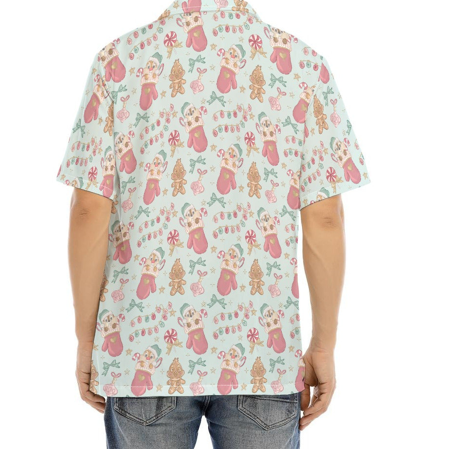 Cheeky Chipmunks Candy Cane Cheer - Men's Hawaiian Button Up Shirt