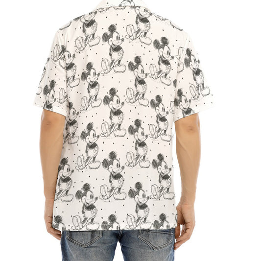 Sketch of Classic Mouse - Men's Hawaiian Button Up Shirt