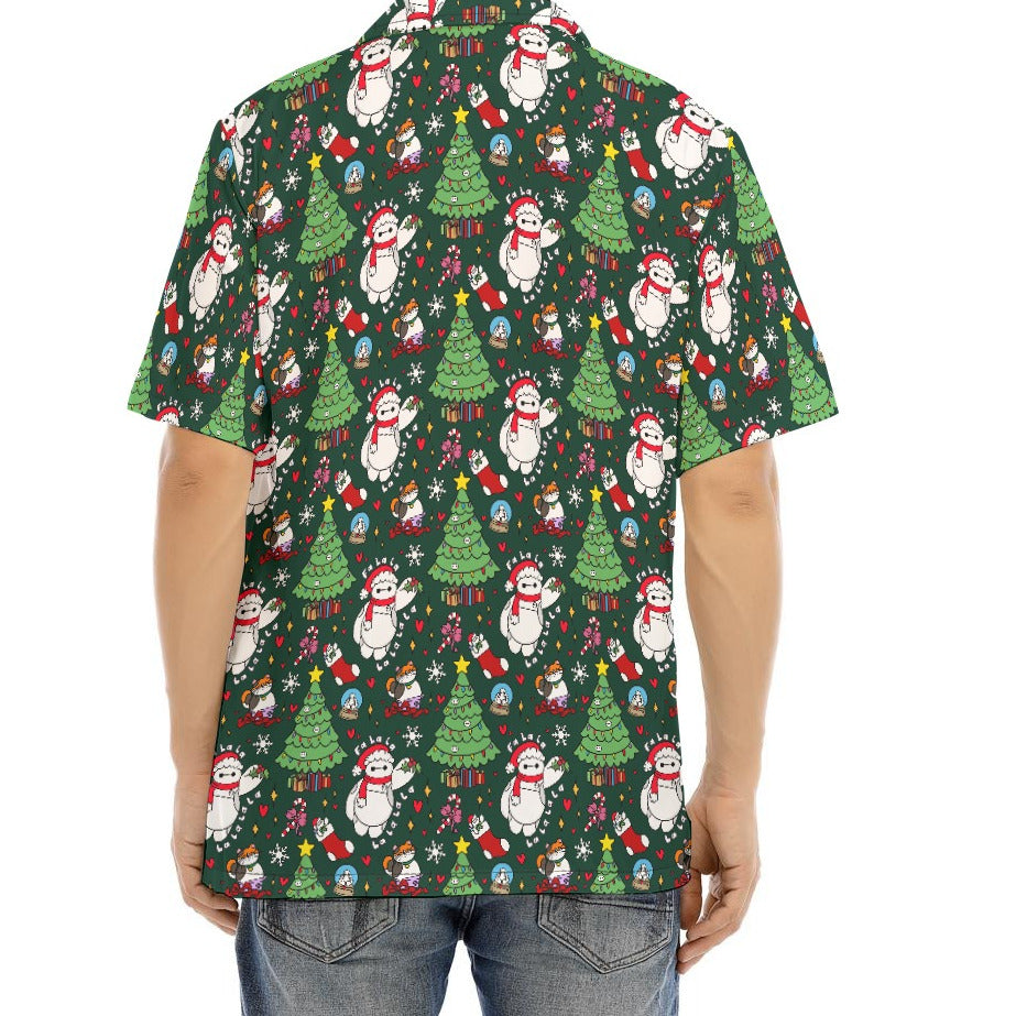 Robot Christmas Cheer - Men's Hawaiian Button Up Shirt