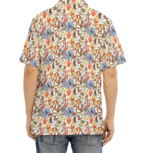 Woodland Friends Sketch - Men's Hawaiian Button Up Shirt