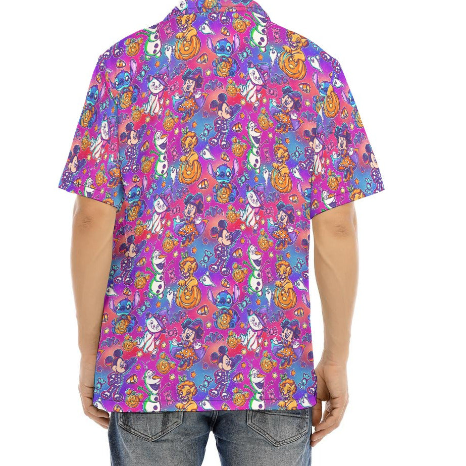 Classic Character Halloween Mashup - Men's Hawaiian Button Up Shirt