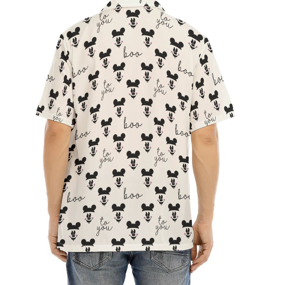 Spooky Mouse Greetings - Men's Hawaiian Button Up Shirt