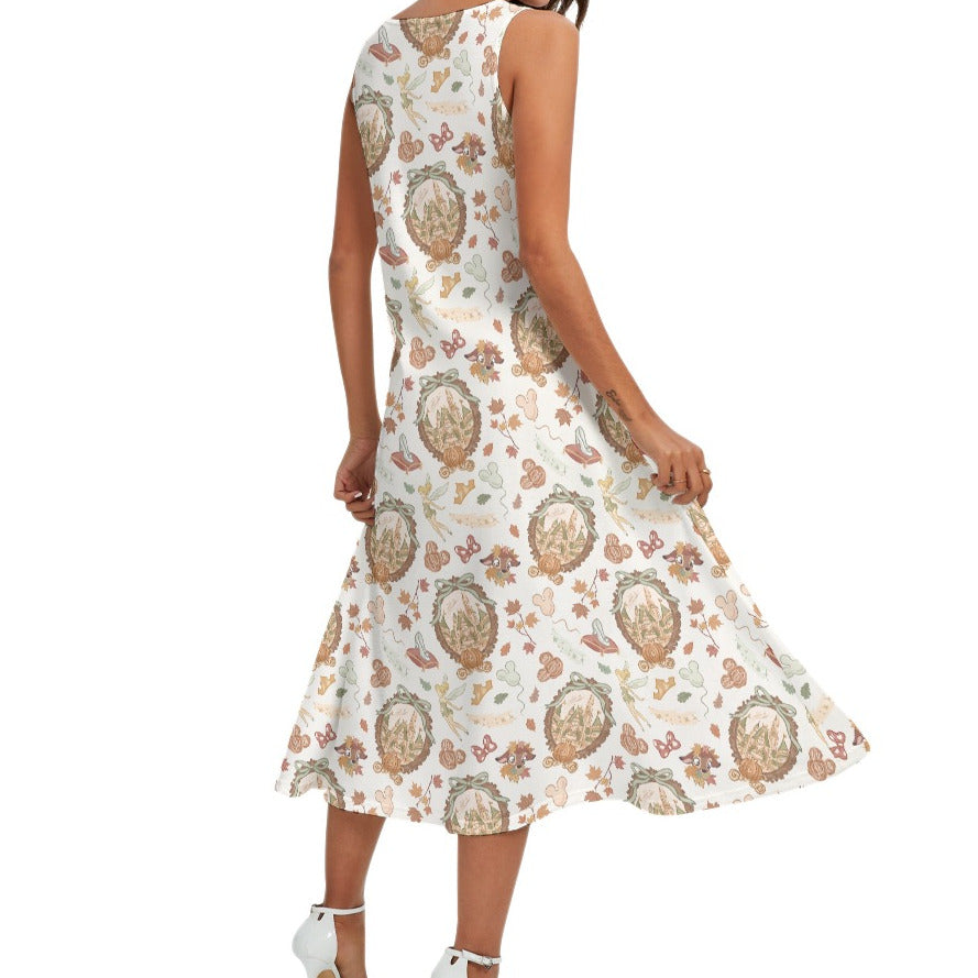 Fairy Fall Cameos - Women’s Diagonal Pocket Midi Dress