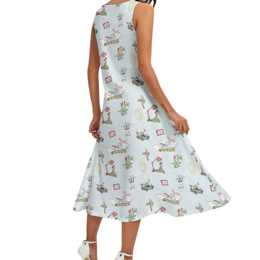 Toybox Tinsel Tangle - Women’s Diagonal Pocket Midi Dress