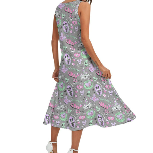 Pastel Spooky Candy - Women’s Diagonal Pocket Midi Dress