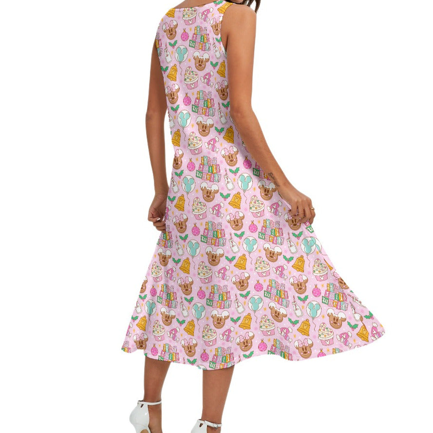 Tiny World Christmas Sugar Rush - Women’s Diagonal Pocket Midi Dress