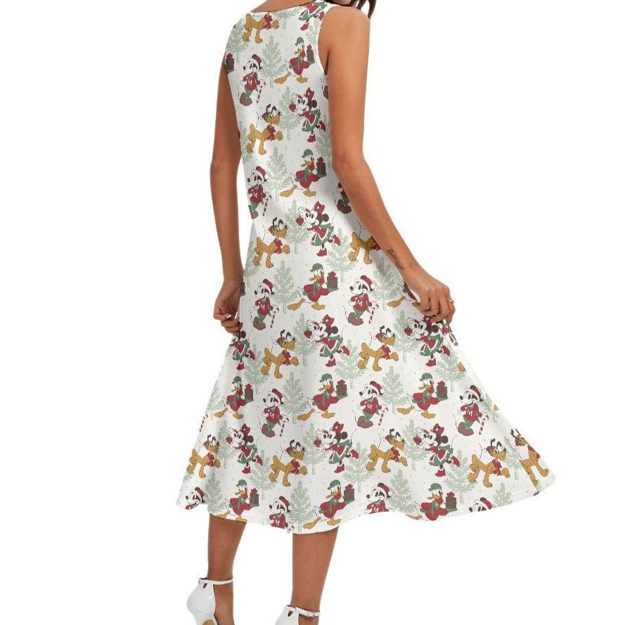 Classic Cartoon Crew Tinsel Trade - Women’s Diagonal Pocket Midi Dress