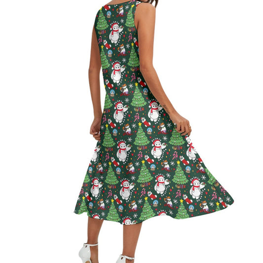 Robot Christmas Cheer - Women’s Diagonal Pocket Midi Dress