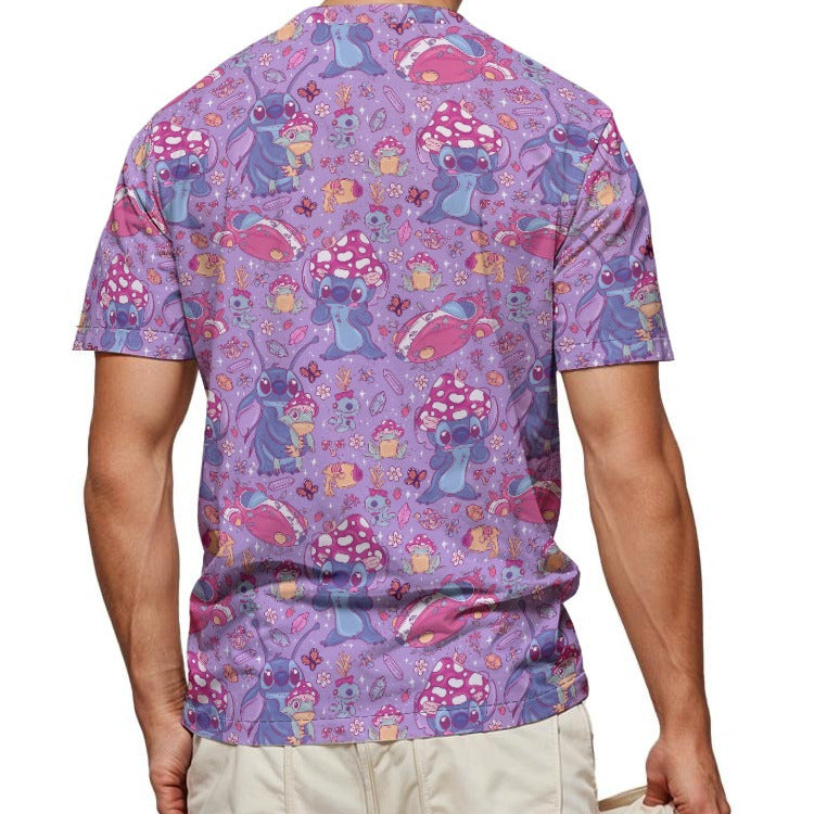 Blue Alien Mushroom Mischief - Men's Short Sleeve T-Shirt