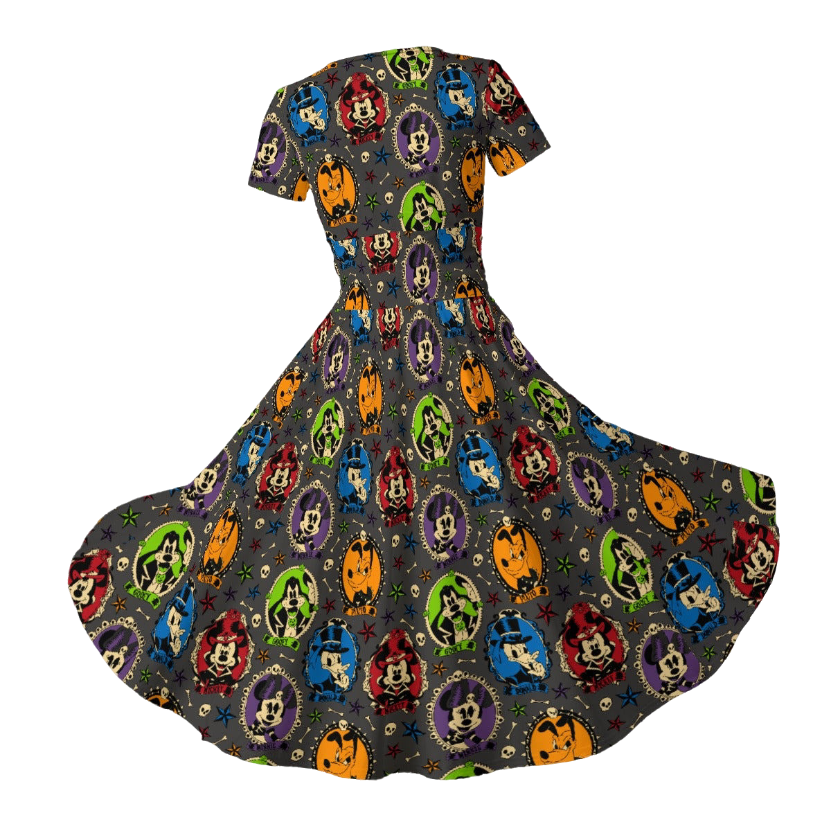 Gothic Halloween Cameos - Women's V-Neck Ruched Midi Dress
