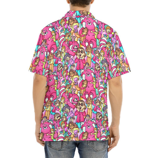 Red Panda Chaos Scenes - Men's Hawaiian Button Up Shirt