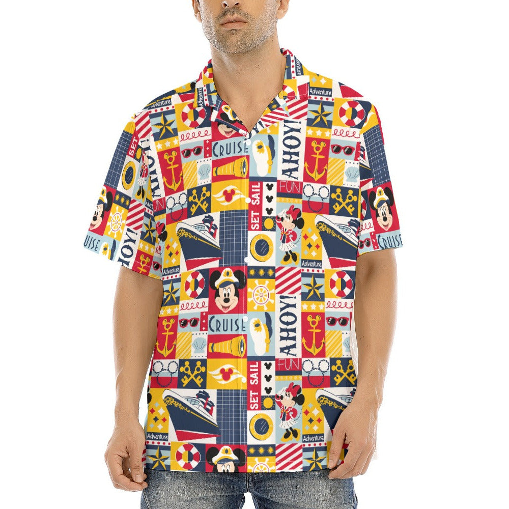 Nautical Cruise Patchwork - Men's Hawaiian Button Up Shirt