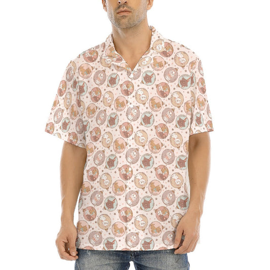 Festive Feline Baubles - Men's Hawaiian Button Up Shirt