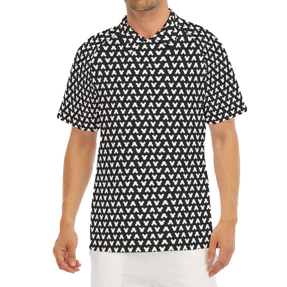 Playful Polka Dot Ears Black - Men's Polo Shirt