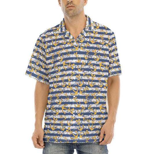 Nautical Mouse Ear Anchors - Men's Hawaiian Button Up Shirt