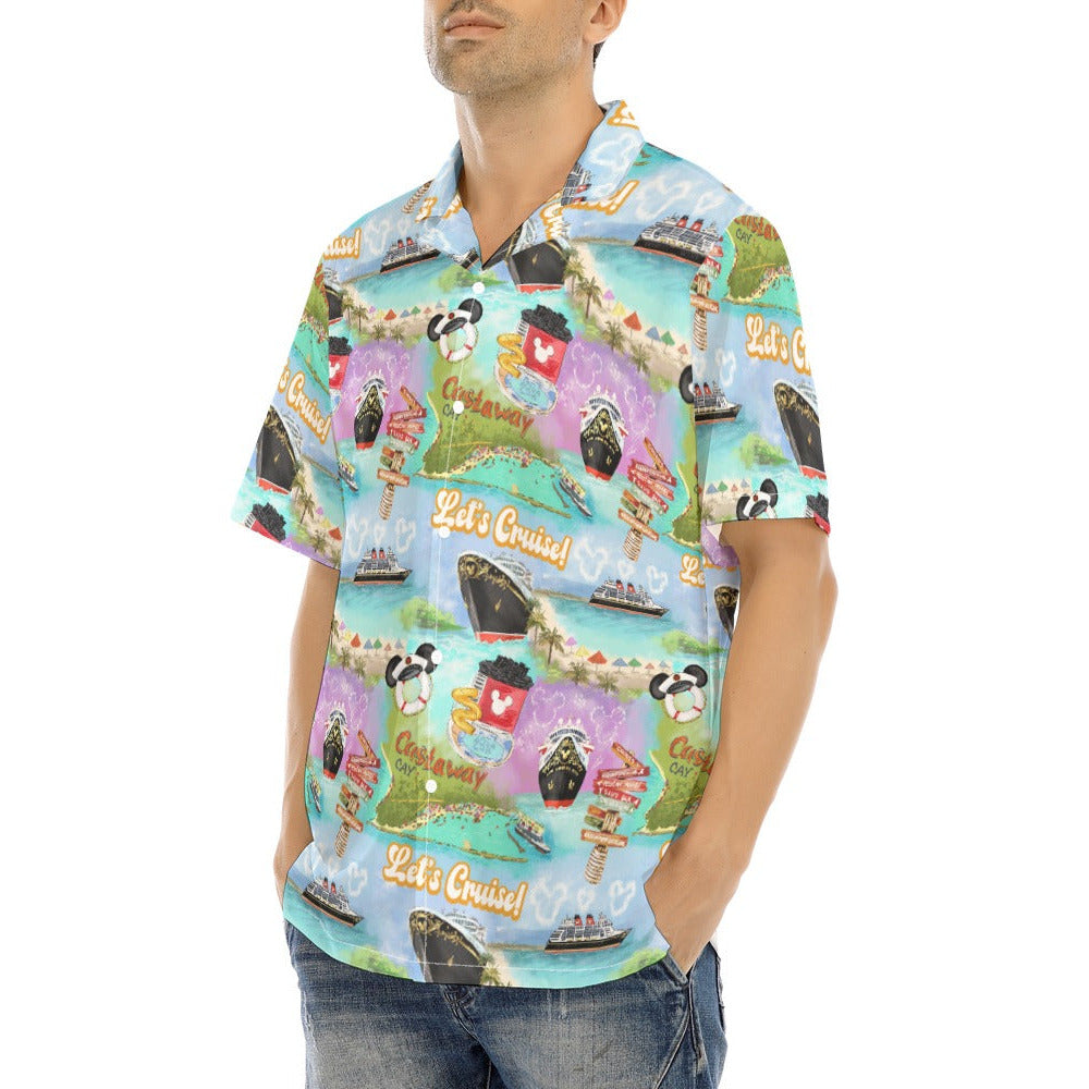 Tropical Castaway Island - Men's Hawaiian Button Up Shirt