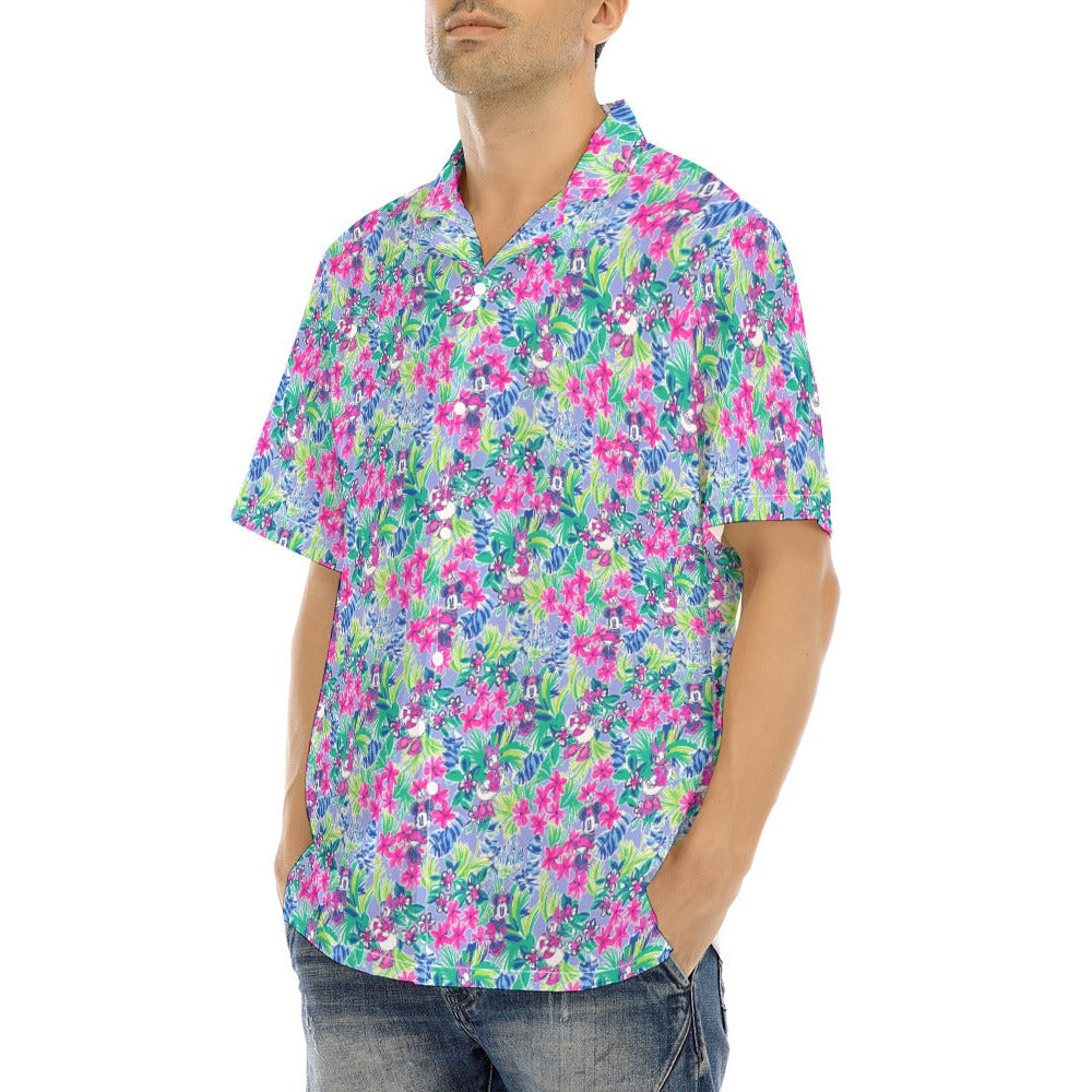 Bright Tropical Bliss - Island Mouse Duo - Men's Hawaiian Button Up Shirt