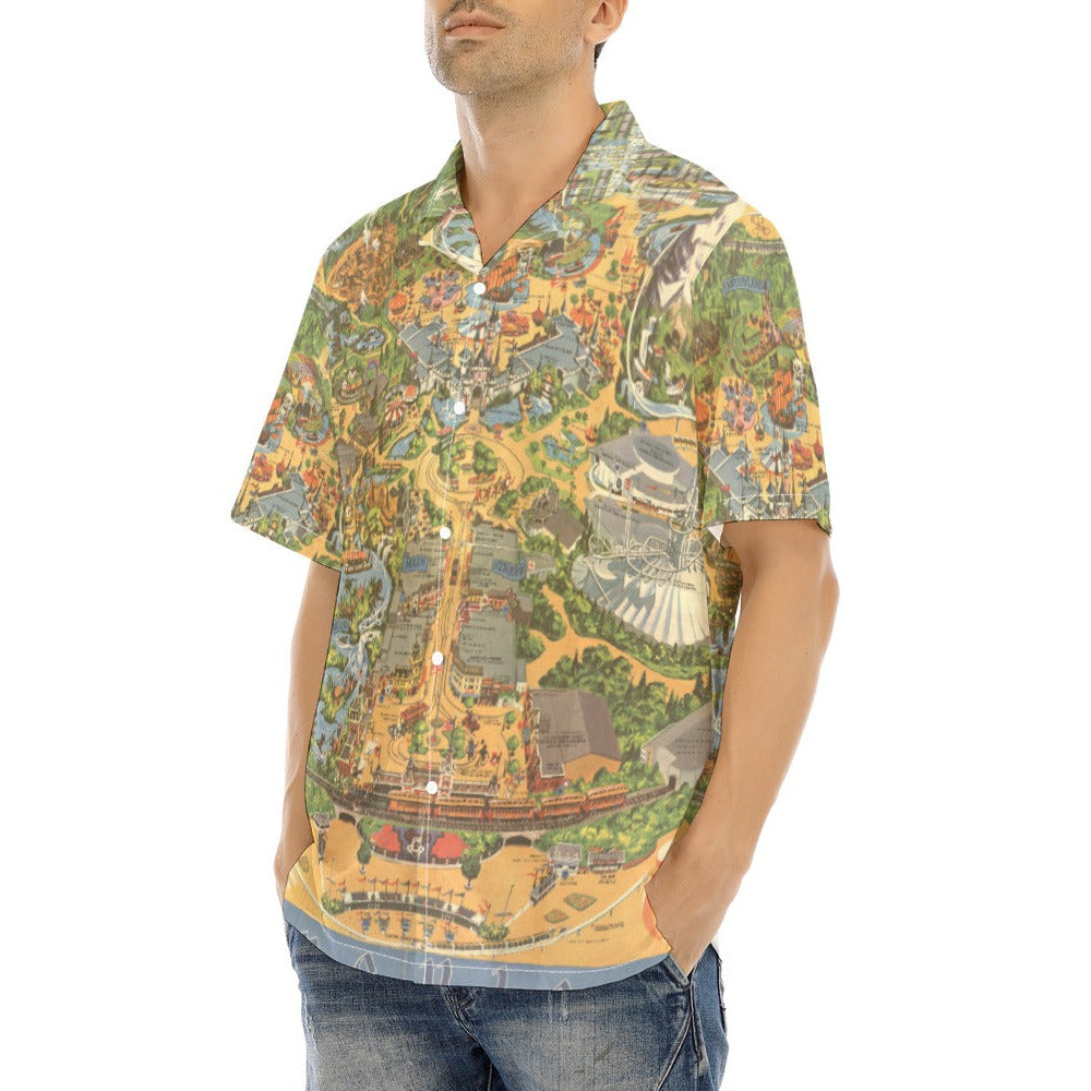 Vintage Theme Park Map - Men's Hawaiian Button Up Shirt