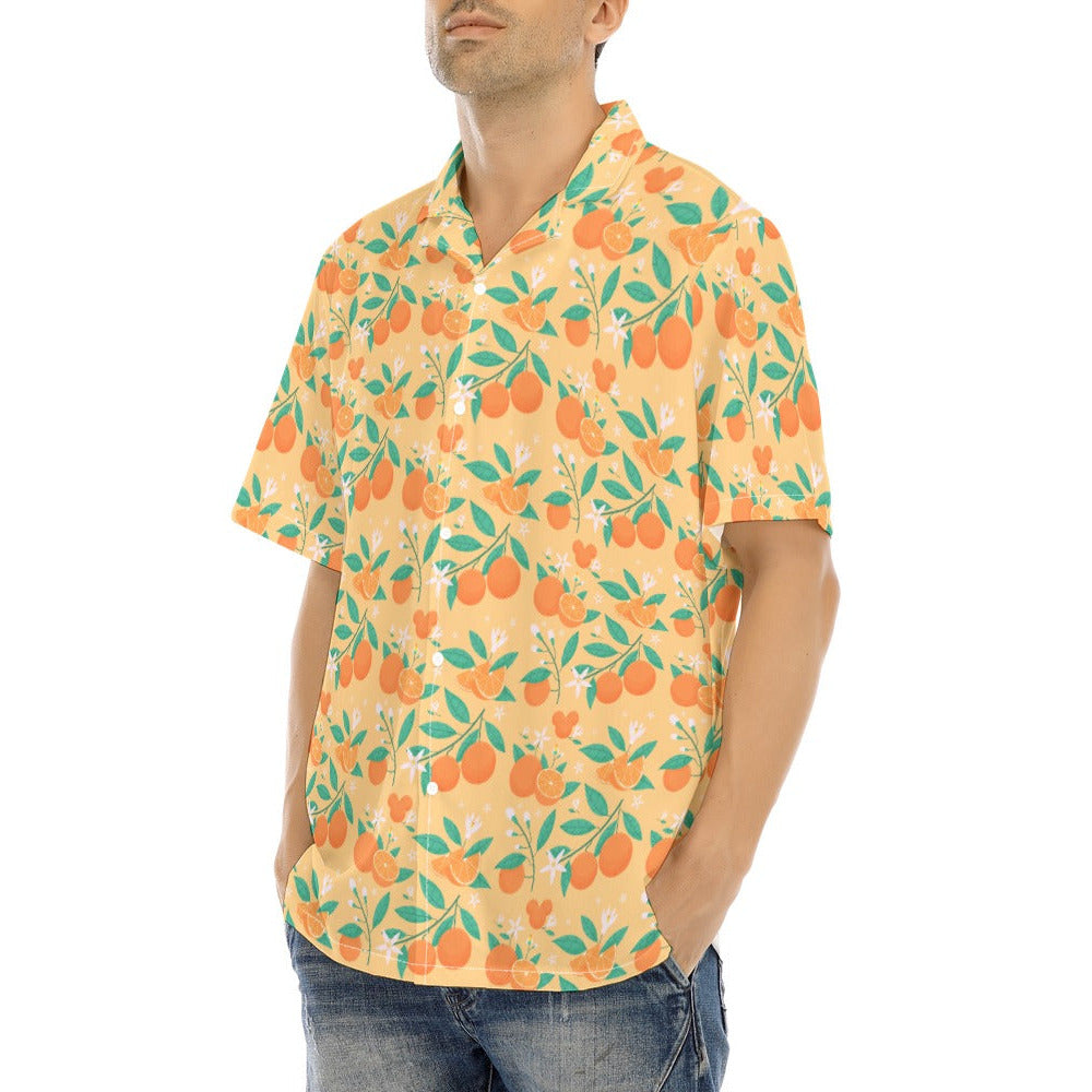 Hidden Citrus Delight - Men's Hawaiian Button Up Shirt