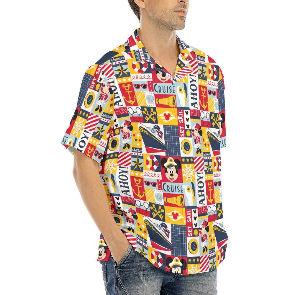 Nautical Cruise Patchwork - Men's Hawaiian Button Up Shirt