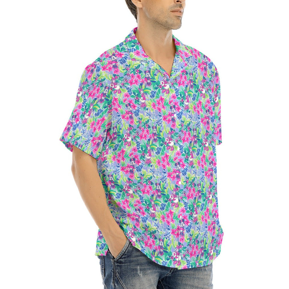 Bright Tropical Bliss - Island Mouse Duo - Men's Hawaiian Button Up Shirt