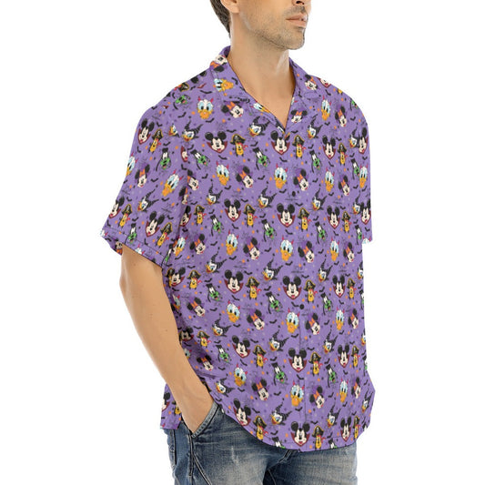 Halloween Friends in Costume - Men's Hawaiian Button Up Shirt