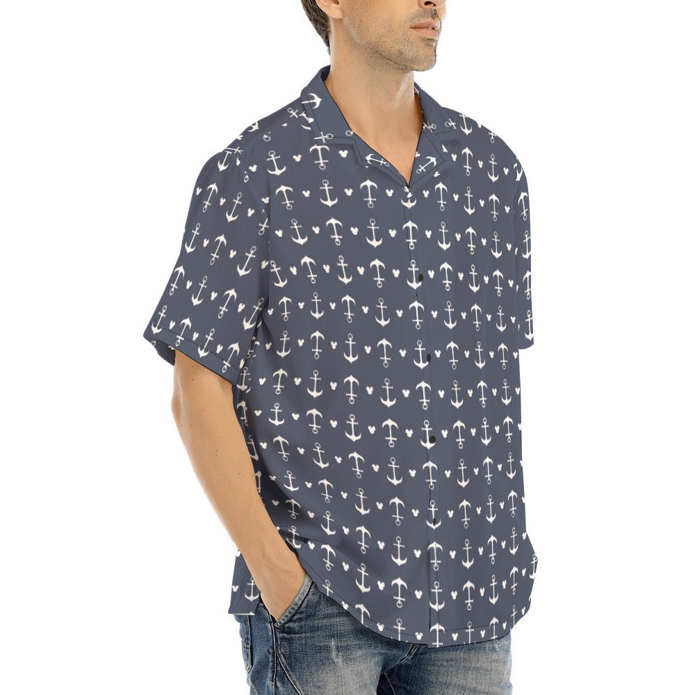 Anchors & Mouse Ears - Men's Hawaiian Button Up Shirt