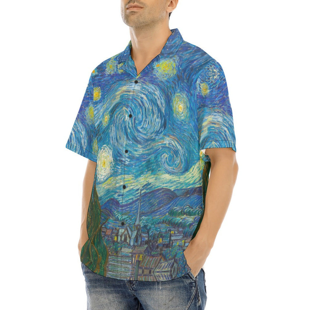 Van Gogh Starry Night - Men's Hawaiian Button Up Shirt