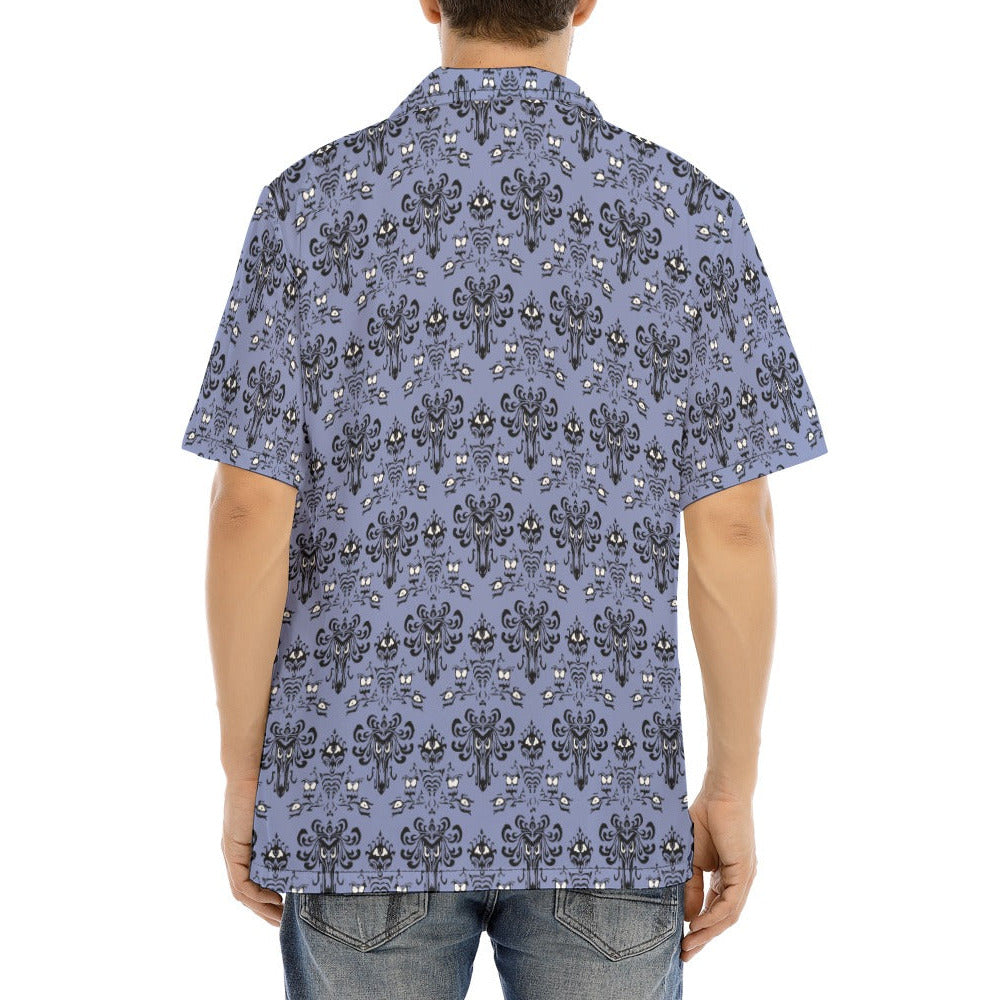 Spooky Mansion Wallpaper - Men's Hawaiian Button Up Shirt