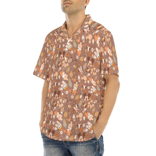 Pumpkin Spice Friends Fall - Men's Hawaiian Button Up Shirt