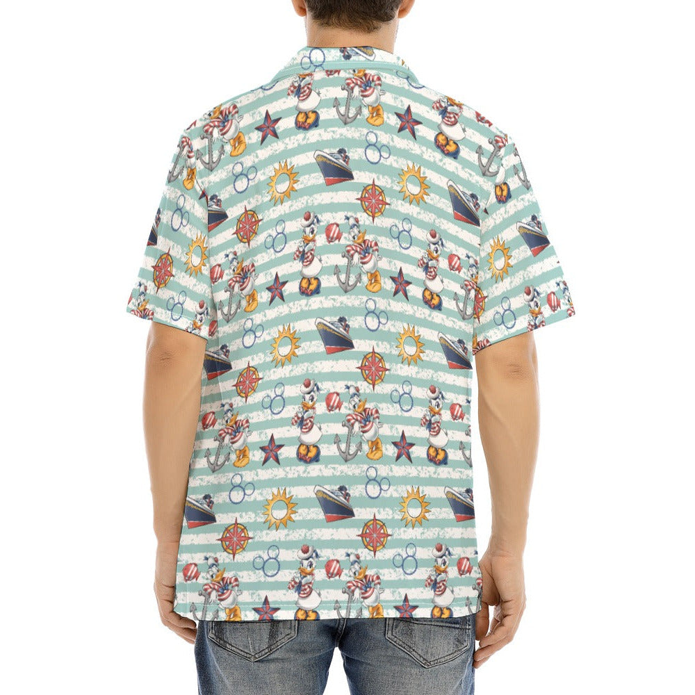 Sailor Duo on Deck - Men's Hawaiian Button Up Shirt