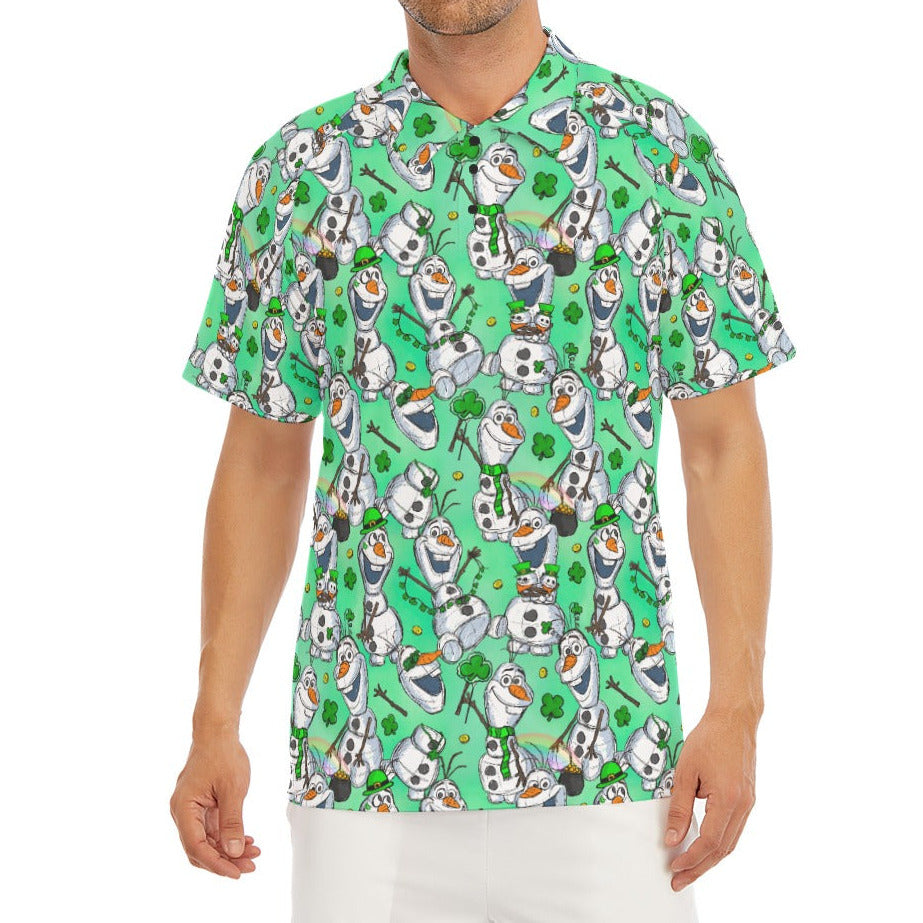 Sketched Snowman St. Patrick’s Day - Men's Polo Shirt