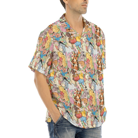 Sketched Hundred Acre Crew - Men's Hawaiian Button Up Shirt