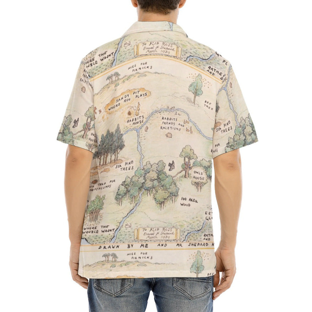 Hundred Acre Map - Men's Hawaiian Button Up Shirt