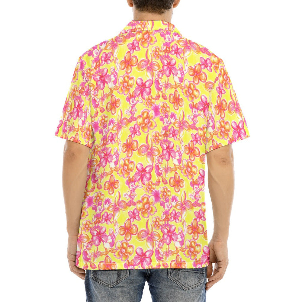 Neon Tropical Floral Friends - Men's Hawaiian Button Up Shirt