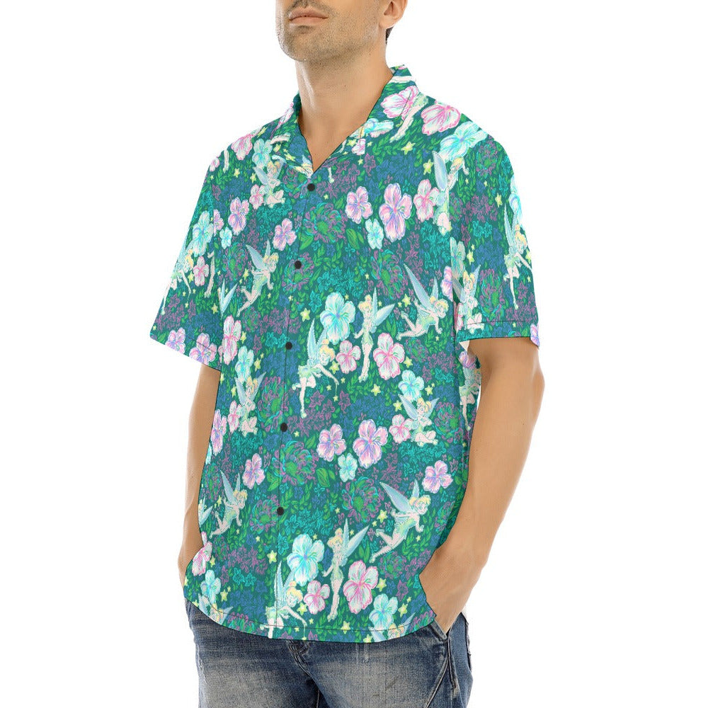Pixie in Neon Blooms - Men's Hawaiian Button Up Shirt