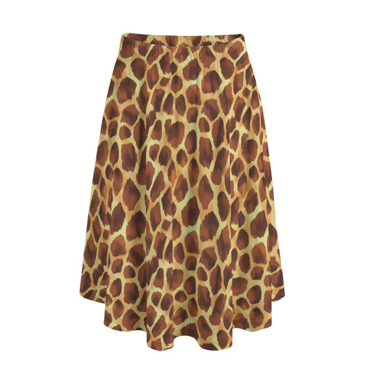 Animal Print - Giraffe - Women's Pocket Midi Skirt