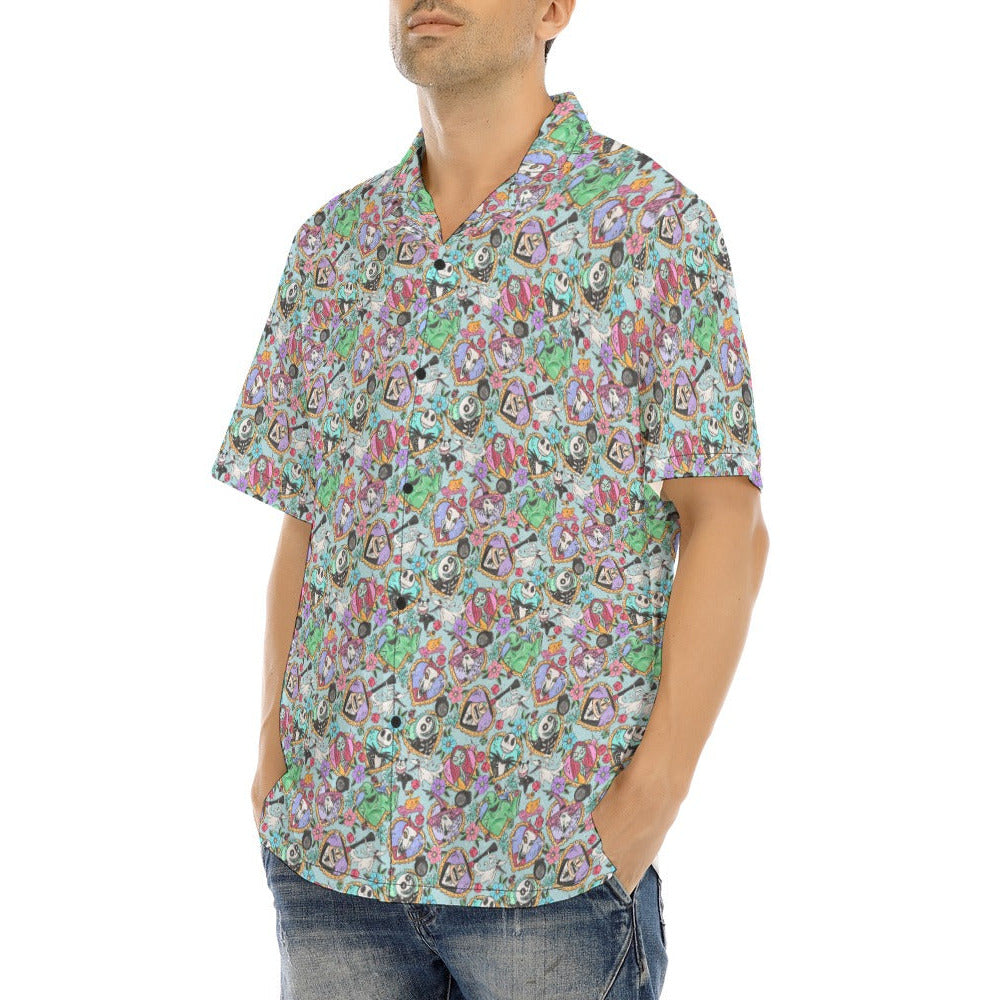 Tattoo Hearts Spooky Crew - Men's Hawaiian Button Up Shirt