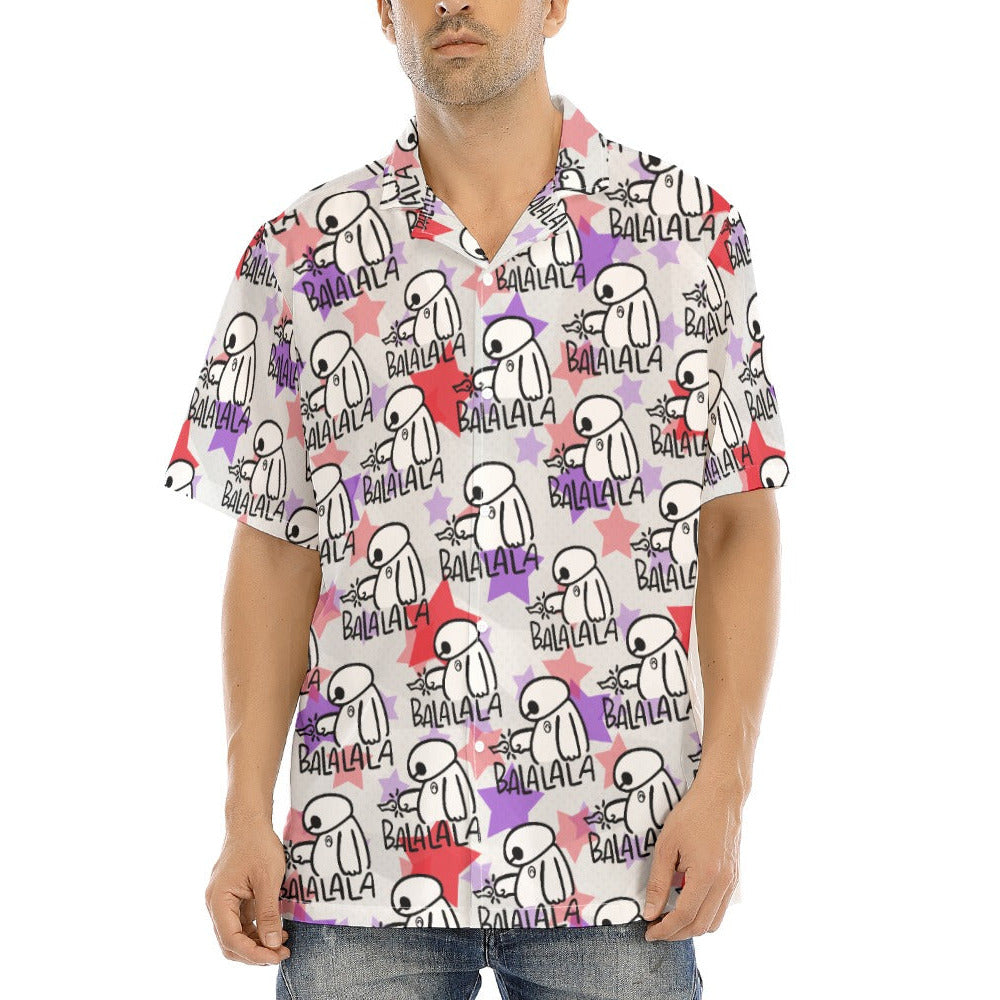 White Robot Balala - Men's Hawaiian Button Up Shirt