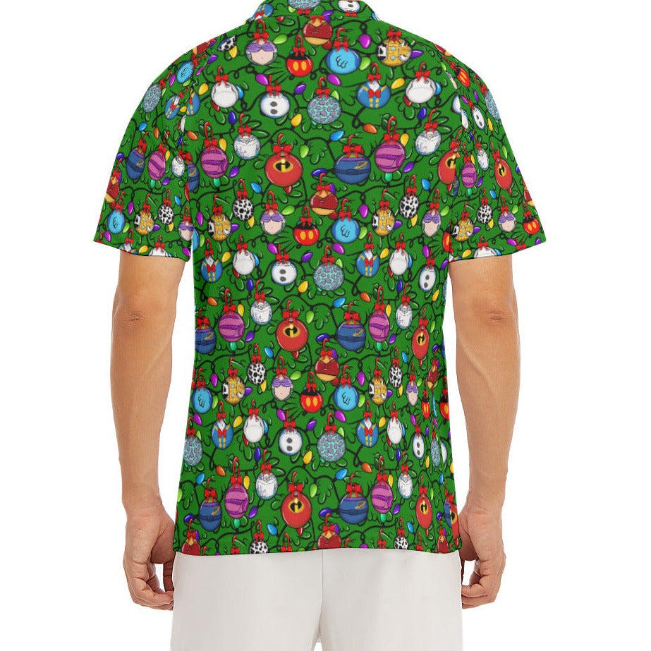 Festive Character Baubles on Green - Men's Polo Shirt