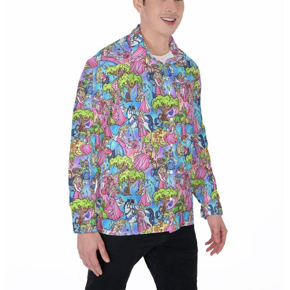 Dreaming Princess Storybook Scenes - Men's Long Sleeve Button Up Shirt