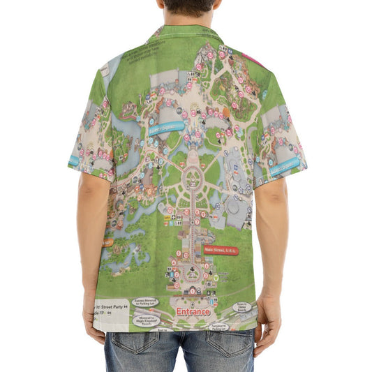 Vibrant Fantasy Park Map - Men's Hawaiian Button Up Shirt