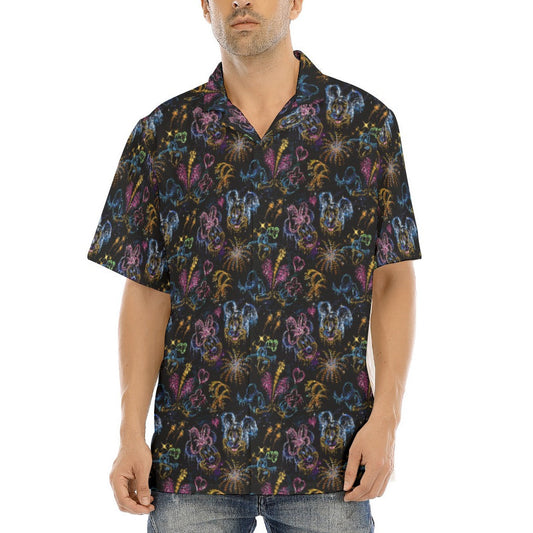 Mouse Friends’ Love in the Sky - Men's Hawaiian Button Up Shirt