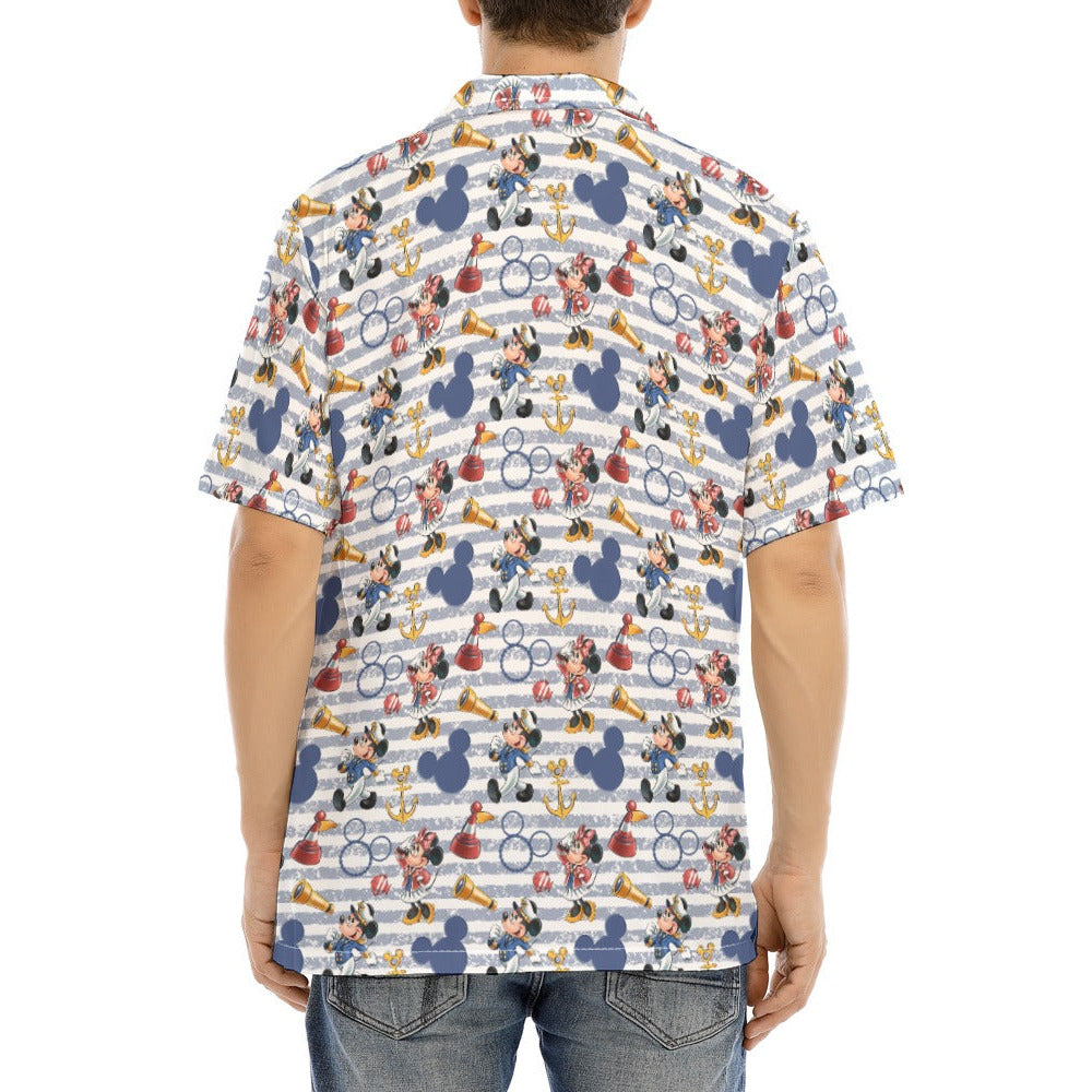 Captain and First Mate at Sea - Men's Hawaiian Button Up Shirt