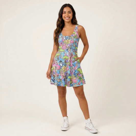 Dreaming Princess Storybook Scenes - Women's Sleeveless Pocket Skater Dress