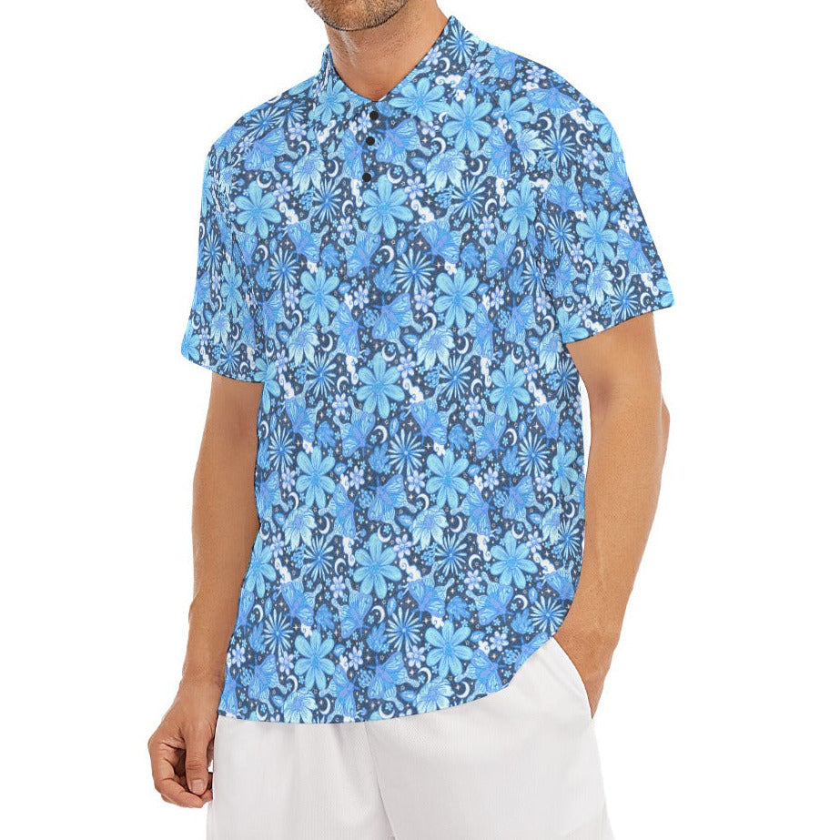 Blue Crystal Moths - Men's Polo Shirt