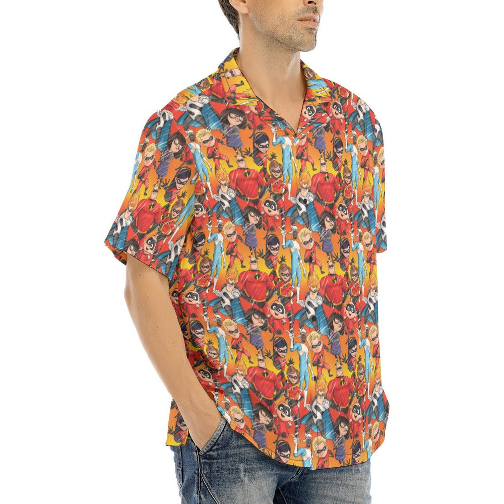Super Squad Sketched - Men's Hawaiian Button Up Shirt