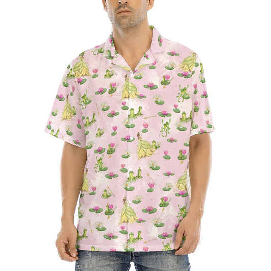Watercolor Bayou Princess & Frog - Men's Hawaiian Button Up Shirt