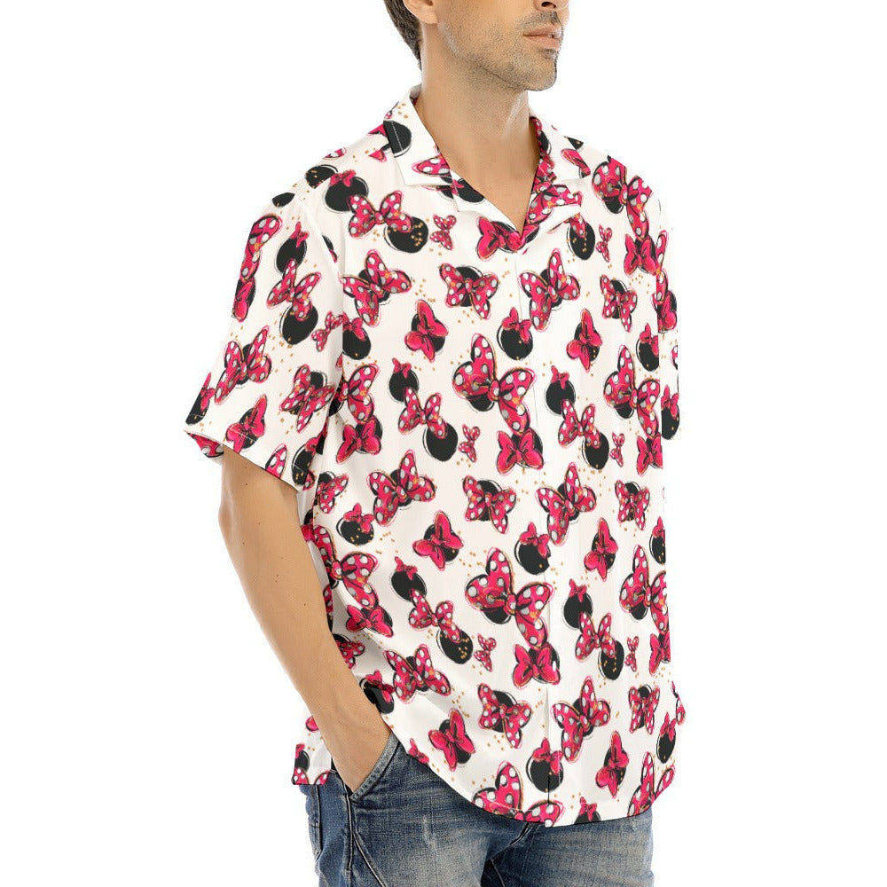 Polka Dot Bows & Mouse Ears - Men's Hawaiian Button Up Shirt